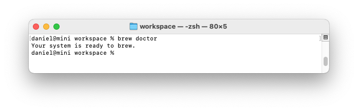 command output for brew doctor